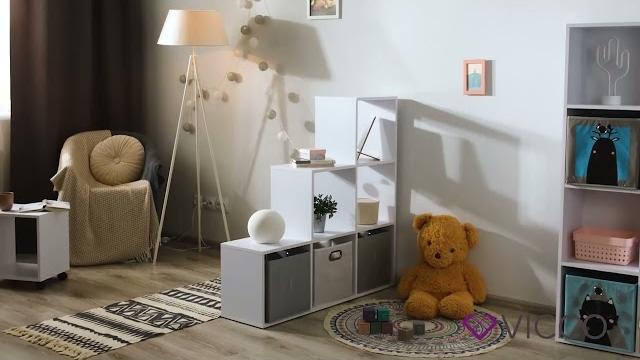 Drehregal Weiß 35.2 x 144.2 cm mit 2 Faltboxen Vicco Bild 8