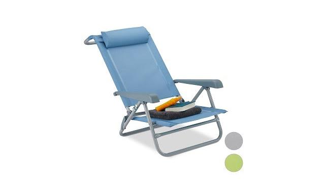 Relaxdays Klappbarer Liegestuhl mit Nackenkissen Bild 2