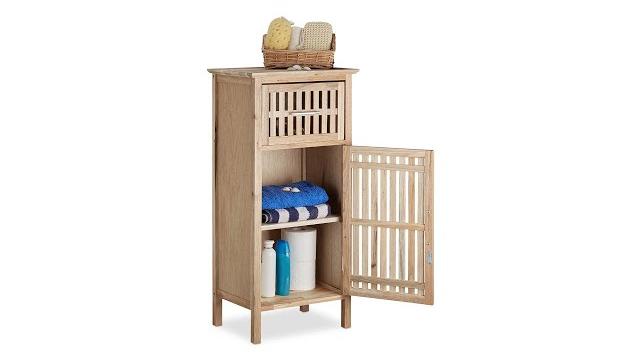 Relaxdays Badschrank Walnuss freistehend Bild 2