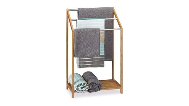 Relaxdays Handtuchhalter Bambus 3-fach Bild 2