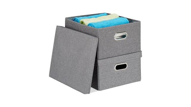 Relaxdays Aufbewahrungsbox mit Deckel 2er Set Bild 2