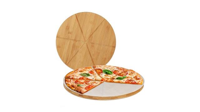 Relaxdays 16 x Pizzabrett Bambus mit Backpapier Bild 2