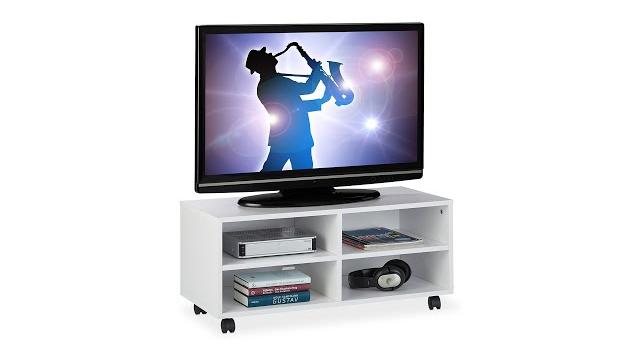 Relaxdays TV Board mit 4 Fächern rollbar Bild 2