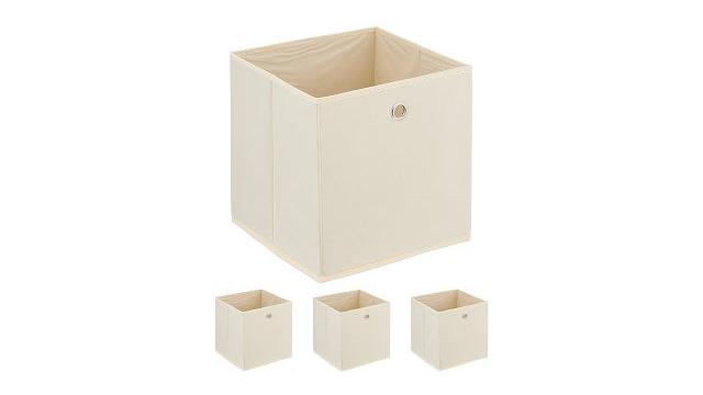 Relaxdays Cremefarbene Aufbewahrungsbox im 4er Set Bild 2