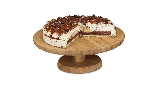 Relaxdays 2 x Tortenplatte Bambus Ø 33 cm Bild 2