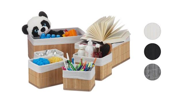 Relaxdays Aufbewahrungskorb Bambus 6er Set Bild 2