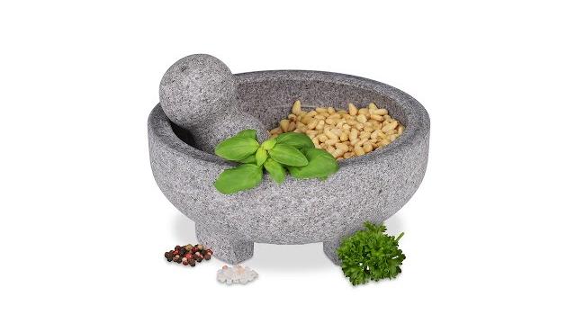 Relaxdays Mörser mit Stößel aus Granit Bild 2