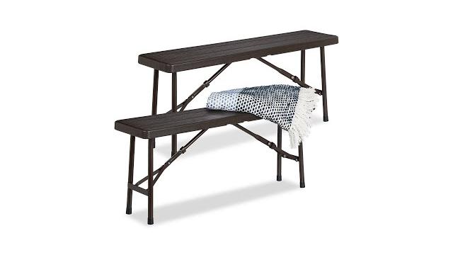 Relaxdays Bierbank 2er Set Holzoptik Bild 2