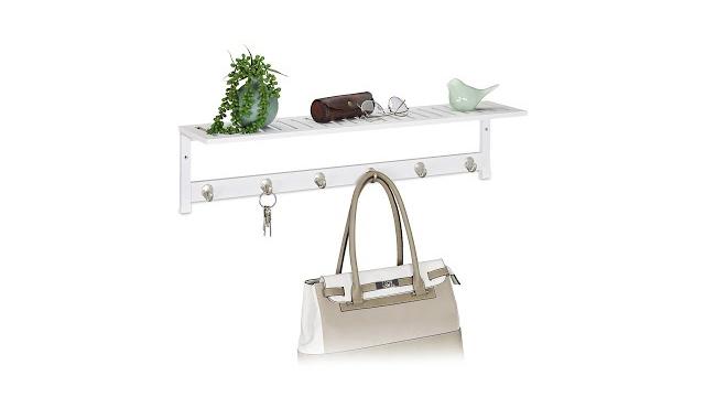 Relaxdays Weiße Wandgarderobe mit Ablage Bild 2