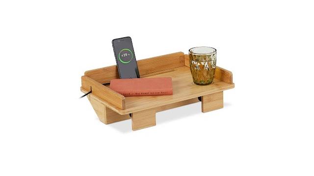 Relaxdays Bambus Bettablage mit Tablethalter Bild 2