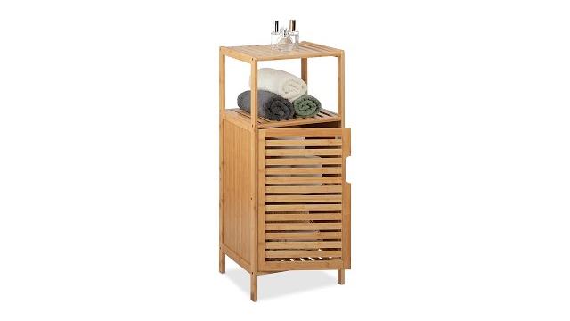 Relaxdays Schmaler Badschrank aus Bambus Bild 2