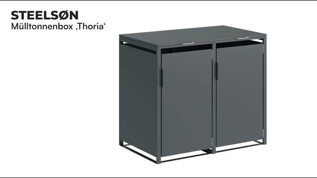 STEELSØN 'Thoria' Mülltonnenbox 4er je 240 Liter, graphitschwarz, Mülltonnenverkleidung aus Stahl, wetterfest, 116x80x268 cm, Müllbox für 4 Tonnen Bild 10