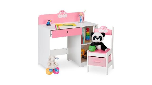Relaxdays Kinder Schreibtisch und Stuhl Schwan Bild 2