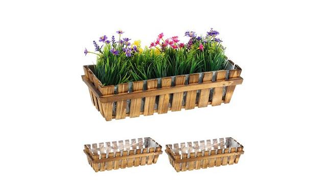 Relaxdays Blumenkasten Holzzaun 3er Set Bild 2