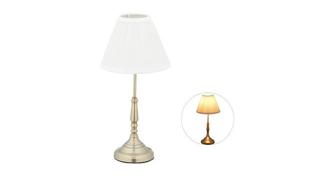 Relaxdays Tischlampe weiß gold Bild 2