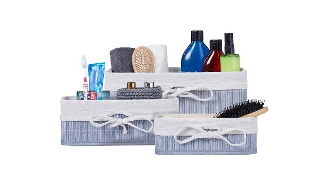 Relaxdays 6-tlg. Set Aufbewahrungskörbe aus Bambus Bild 2