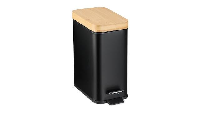 Relaxdays Bad Mülleimer 5 l mit Bambusdeckel Bild 2