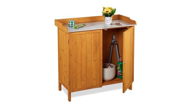 Relaxdays Pflanztisch mit Unterschrank Bild 2