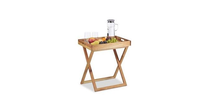 Relaxdays Tabletttisch klappbar Walnuss Bild 2