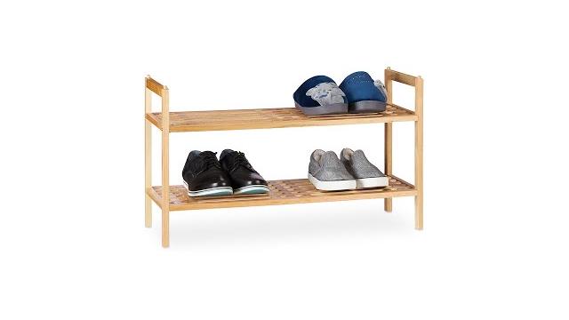 Relaxdays Schuhregal stapelbar Walnuss Bild 2