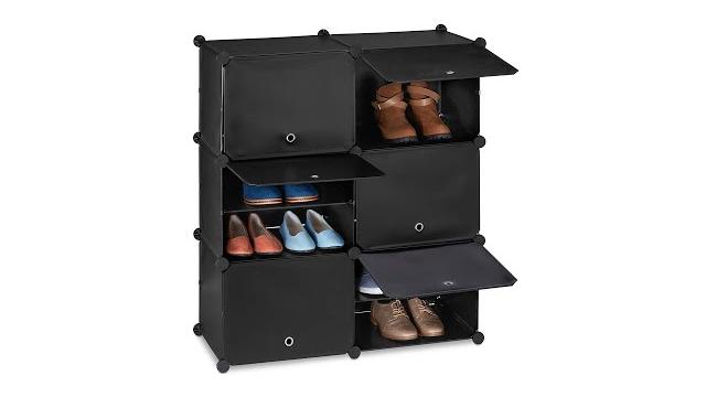 Relaxdays Schwarzer Schuhschrank mit 12 Fächern Bild 11