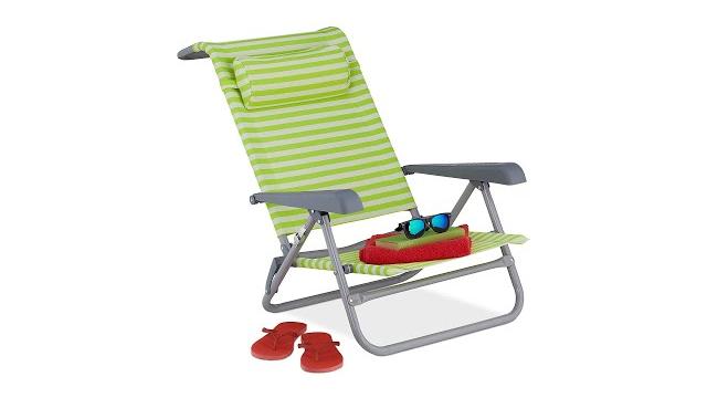 Relaxdays Klappbarer Liegestuhl mit Nackenkissen Bild 2