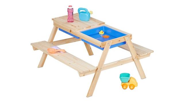Relaxdays Kindersitzgruppe Holz mit Matschtisch Bild 2