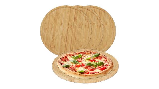Relaxdays Bambus Pizzateller im 4er Set Bild 2