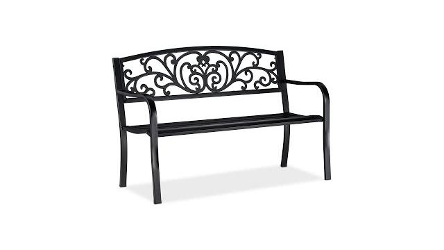 Relaxdays Gartenbank Metall Ornamente Bild 2