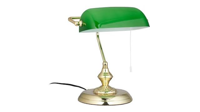 Relaxdays Bankerlampe mit Zugschalter Bild 2