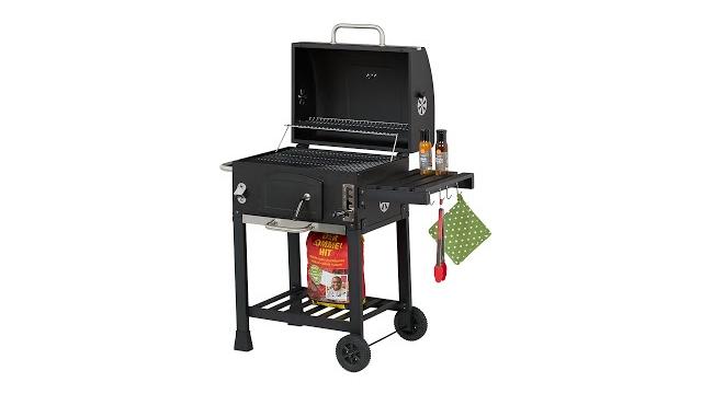 Relaxdays Holzkohlegrill Grillwagen mit Deckel Bild 3