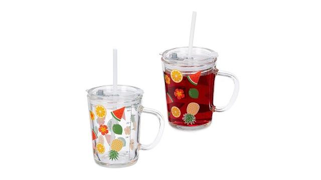Relaxdays 2er Set Kindergläser mit Früchte-Motiv Bild 2