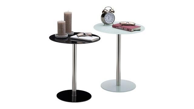 Relaxdays Beistelltisch Glas Edelstahl Bild 2