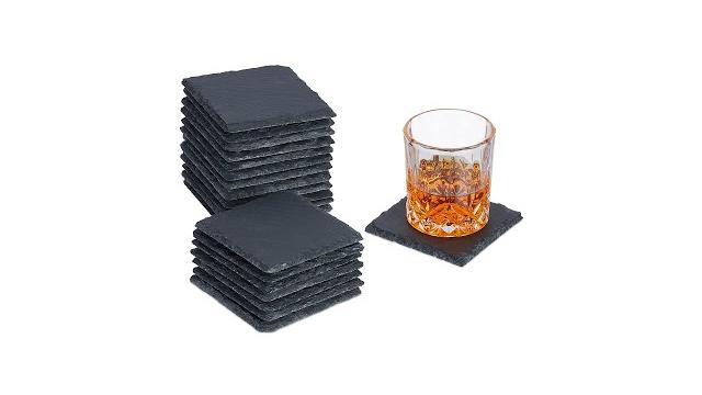 Relaxdays 20er Set Schiefer Untersetzer 10x10 cm Bild 2