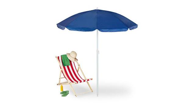 Relaxdays Blauer Sonnenschirm 160 cm Bild 2