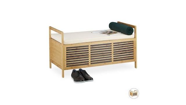 Relaxdays Bambus Sitzhocker mit Stauraum Bild 2