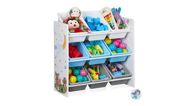Relaxdays Kinderregal mit 9 Boxen und Motiv Bild 2