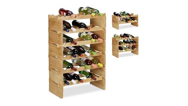 Relaxdays Stapelbares Weinregal aus Bambus Bild 2