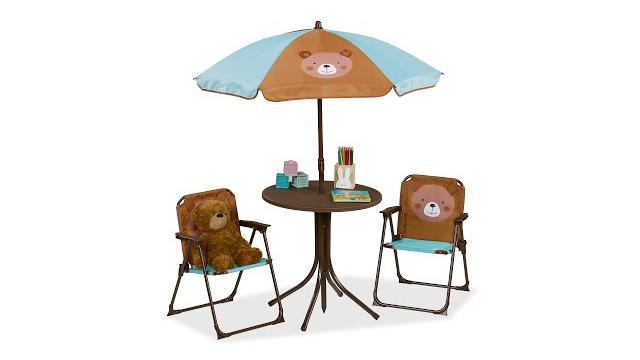 Relaxdays Camping Kindersitzgruppe mit Schirm Bild 2