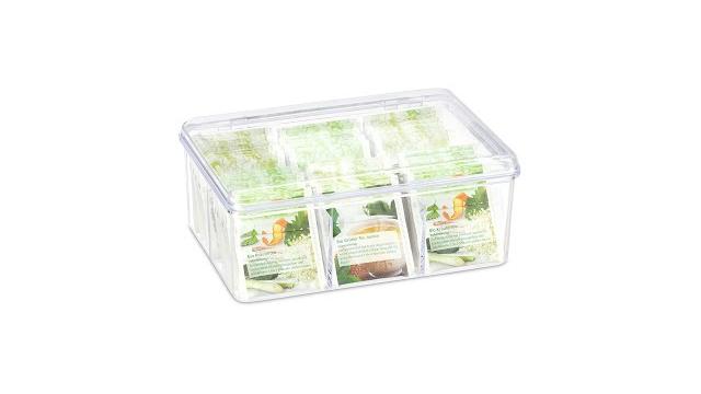 Relaxdays Teebox transparent mit 6 Fächern Bild 2