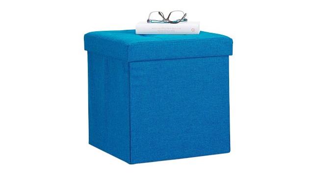 Relaxdays Faltbarer Sitzhocker mit Stauraum Leinen Bild 2