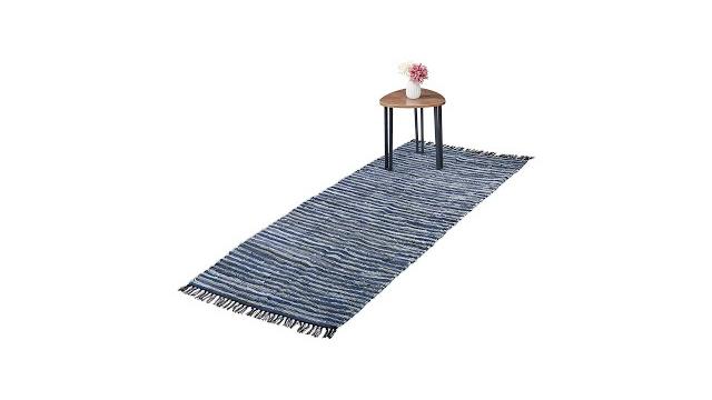 Relaxdays Flickenteppich Leder & Baumwolle Bild 2