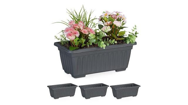 Relaxdays Blumenkasten 4er Set schmal Bild 2
