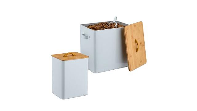 Relaxdays Futterbox mit Bambusdeckel 2er Set Bild 2