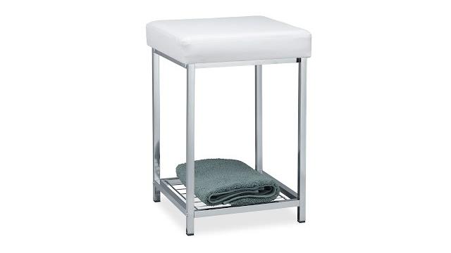 Relaxdays Gepolsterter Hocker mit Ablage Weiß Bild 2
