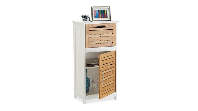 Relaxdays Beistellschrank aus Bambus in Weiß Bild 2