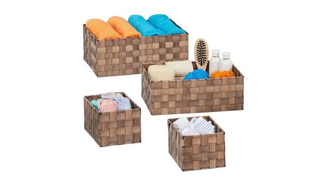 Relaxdays Aufbewahrungskorb Flechtoptik 4er Set Bild 2