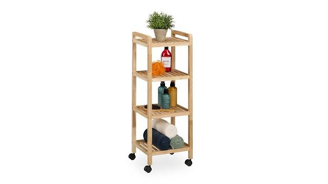 Relaxdays Badregal Holz mit Rollen Bild 2
