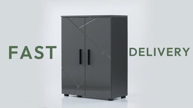 Badmöbel-Set Irma Anthrazit Hochglanz 3 Teile, mit Unterschrank 60 cm Vicco Bild 9