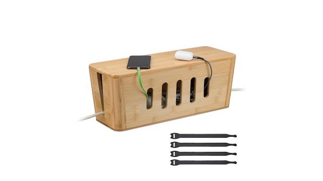 Relaxdays Kabelbox aus Bambus Bild 2